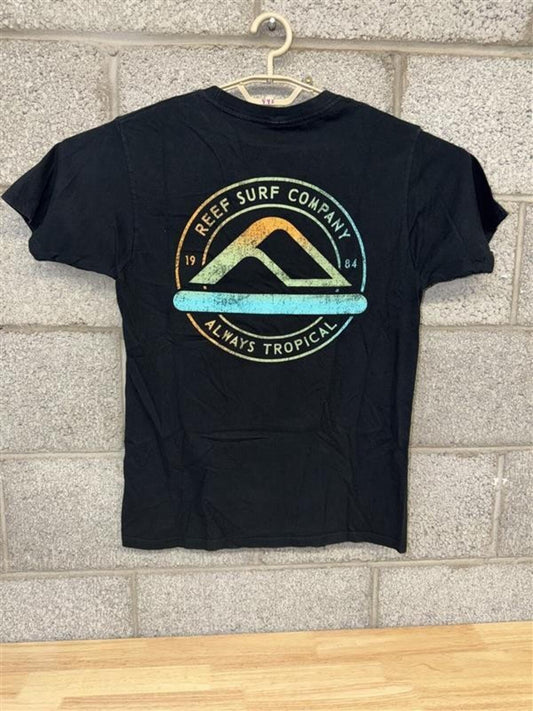 Reef Surf Company T-Shirt M Black Logo Graphic 1984
