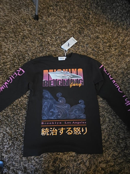 Reigning Fury Men's Black Graphic Print Pullover Hoodie Brooklyn Los Angeles-M