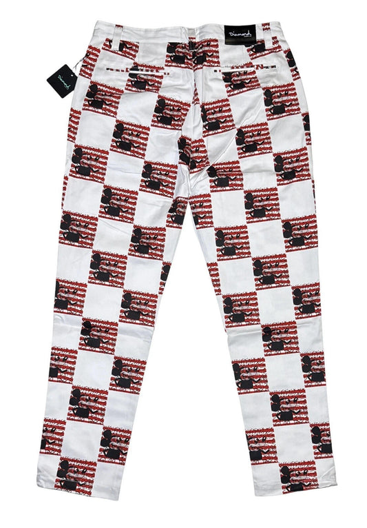 Mickey Mouse Checkered Pants Size 36 White Red Streetwear