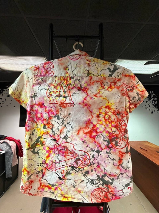 2020 Versace Jeans Marble Print Button Up Shirt Medium