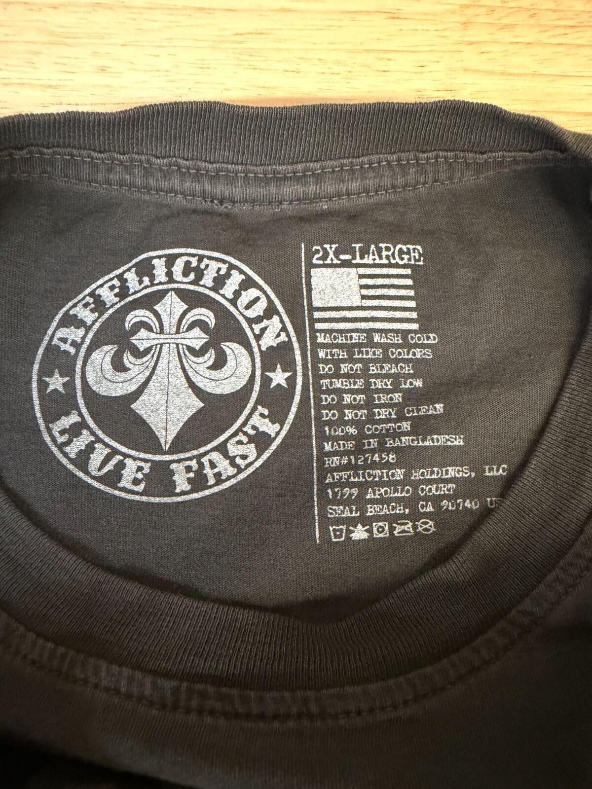 2010s Affliction Skull Rose Tee XL Biker Grunge Streetwear