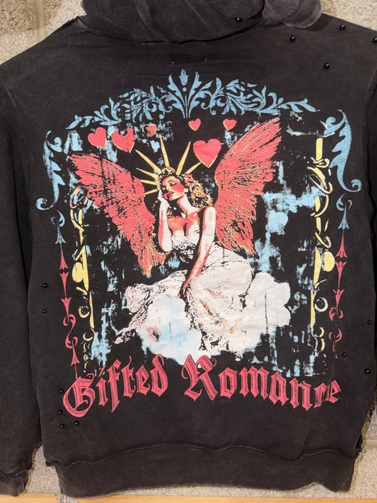 Gifted Romance Angel Hoodie 2X Streetwear Black Hoodie 2020s
