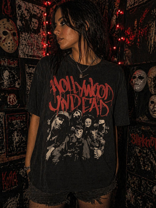 Hollywood Undead Shirt Distressed Large Y2K Metal Rock Band