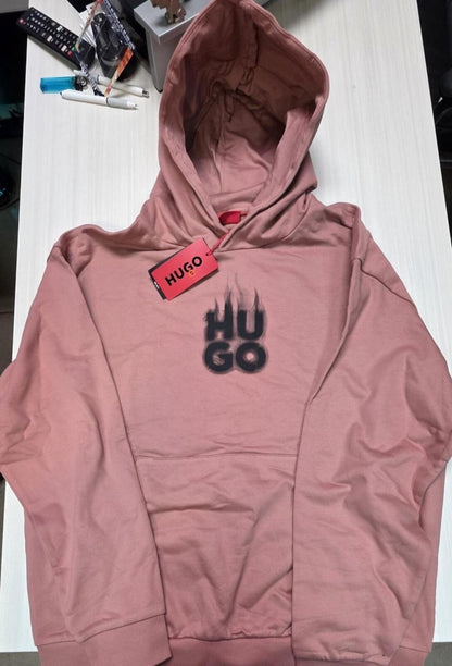 HUGO BOSS Hoodie DEFNIO Print Cotton dark pinkish nwt