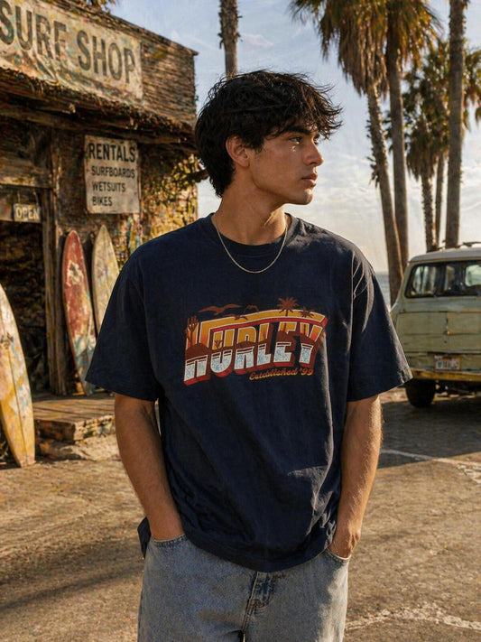 Hurley 100% Cotton XXL 2XL Mens Blue Surf Tshirt New w/ Tags