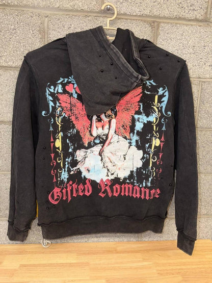 Gifted Romance Angel Hoodie 2X Streetwear Black Hoodie 2020s