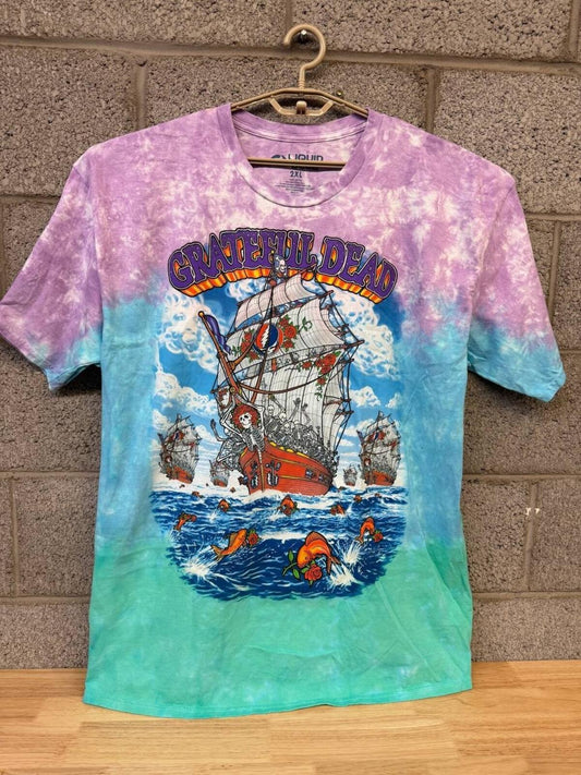 Vintage Grateful Dead Ship Of Fools Liquid Blue 2XL Signed