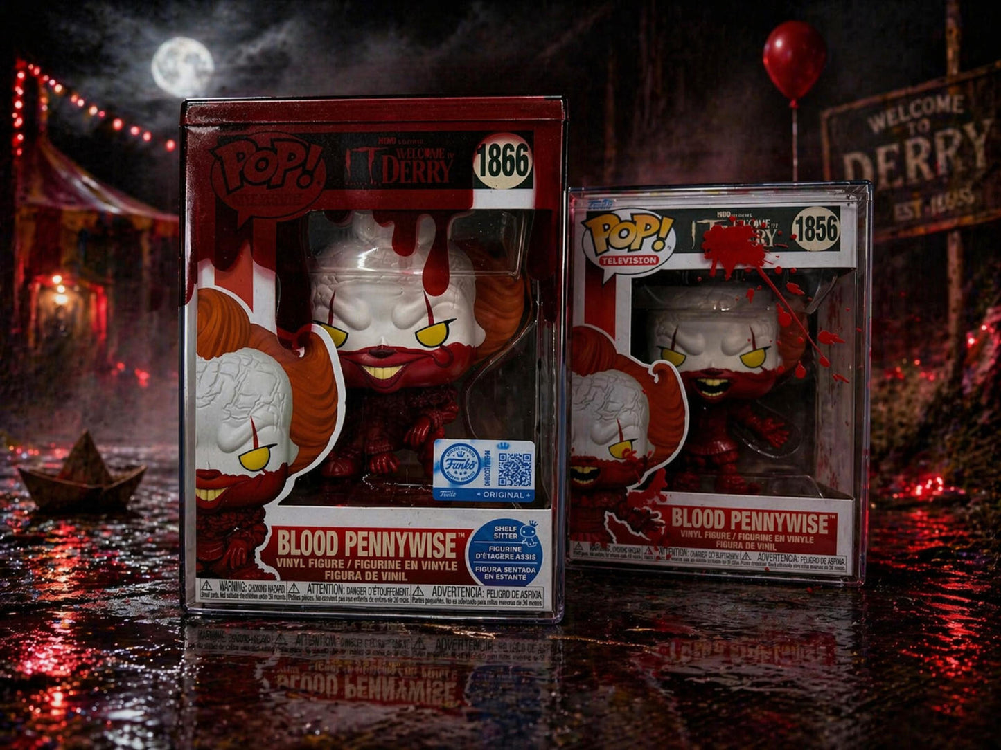 Funko Pop IT Bloody Pennywise #1856 & #1866 Bundle w Display
