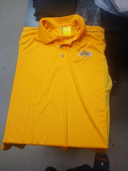 NBA Team Apparel LAKERS Basketball Polo Golf Shirt GOLD