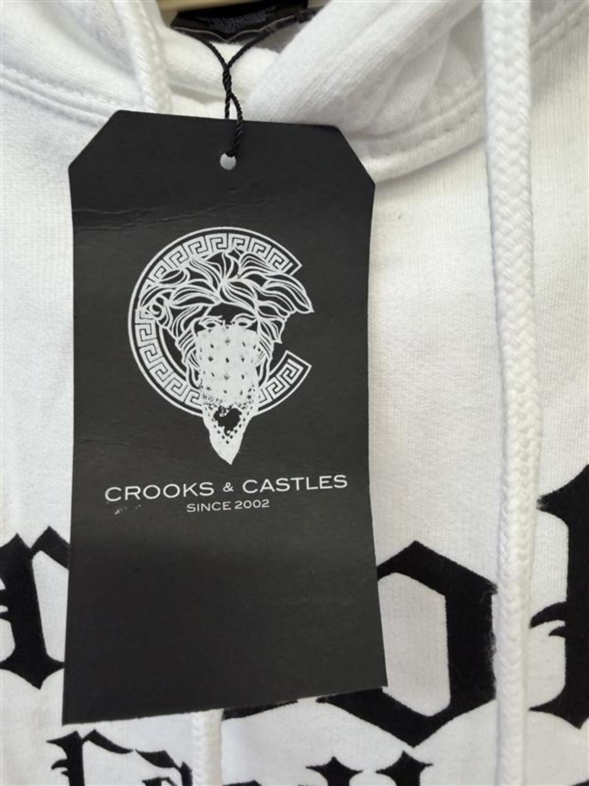 2020s Crooks & Castles Logo Hoodie White Pullover Size 3XL
