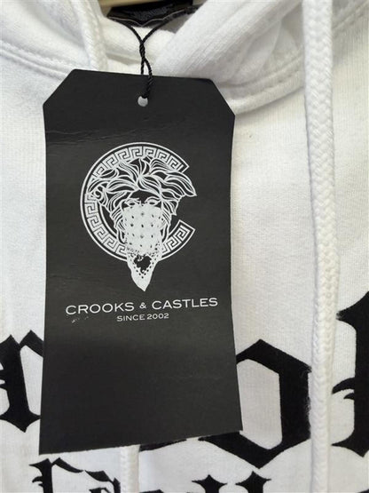 2020s Crooks & Castles Logo Hoodie White Pullover Size 3XL