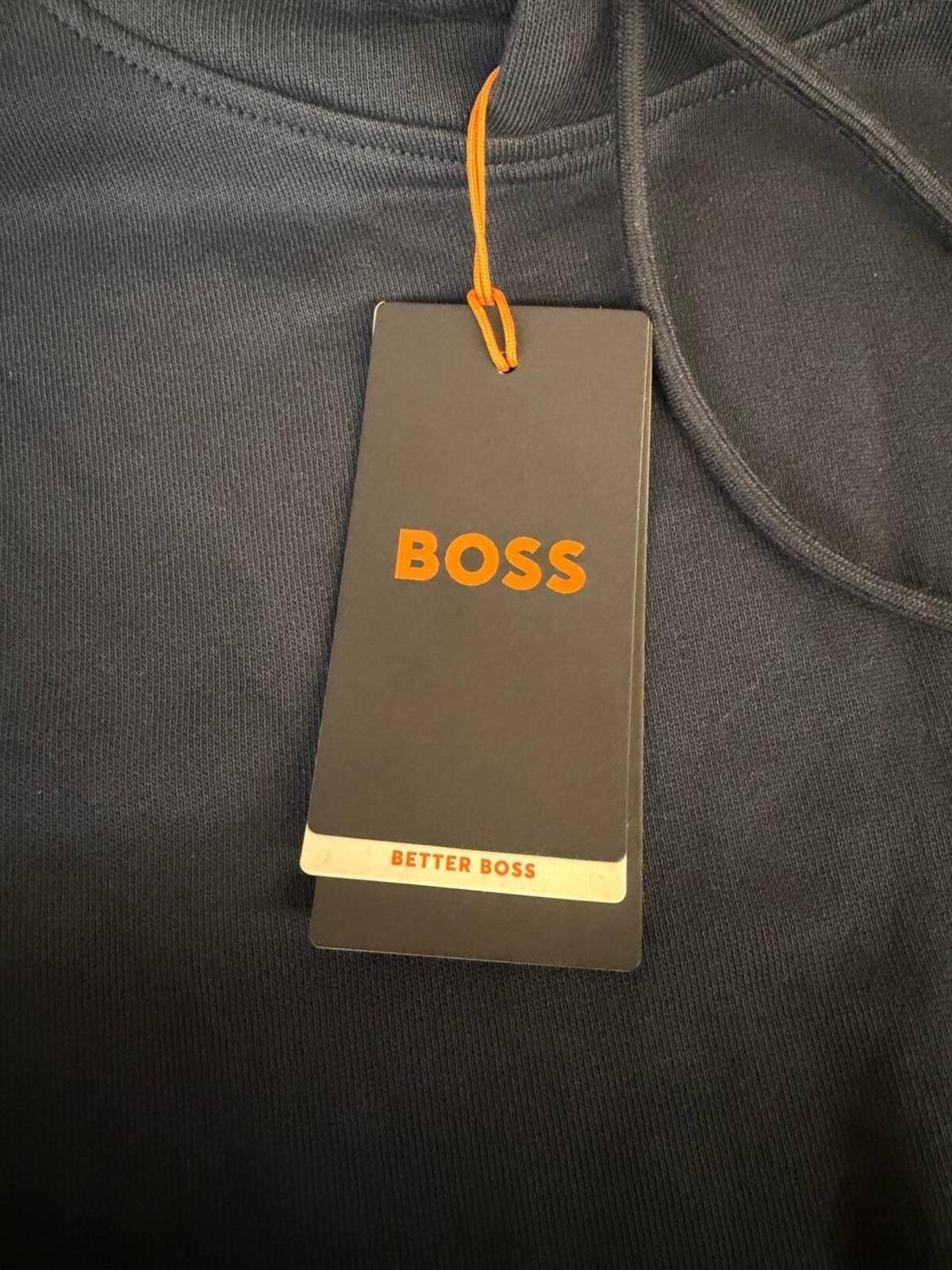 BOSS Hoodie XL Navy Blue Pullover Designer Luxury Streetwear