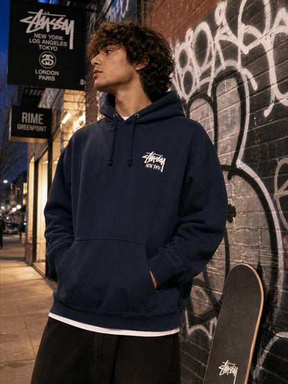 Stüssy NY Hoodie XL Navy Pullover Streetwear Sweatshirt