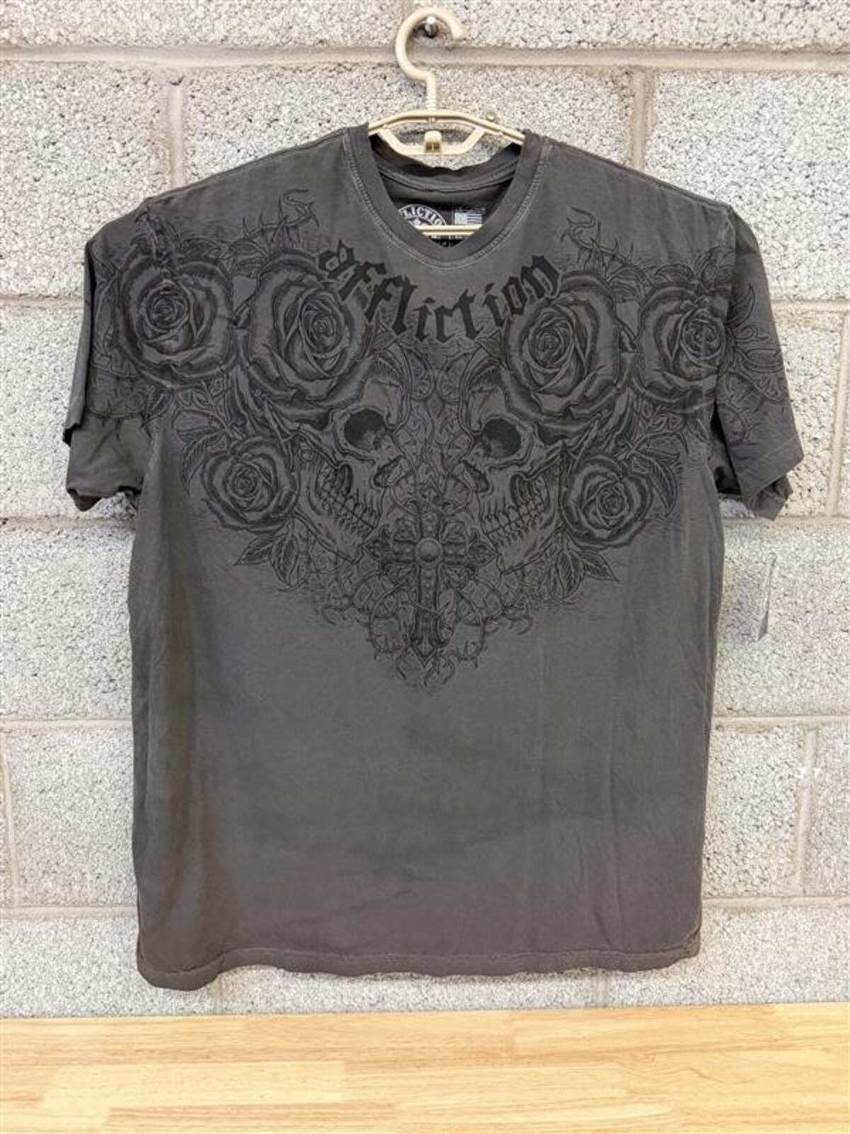 2010s Affliction Skull Rose Tee XL Biker Grunge Streetwear