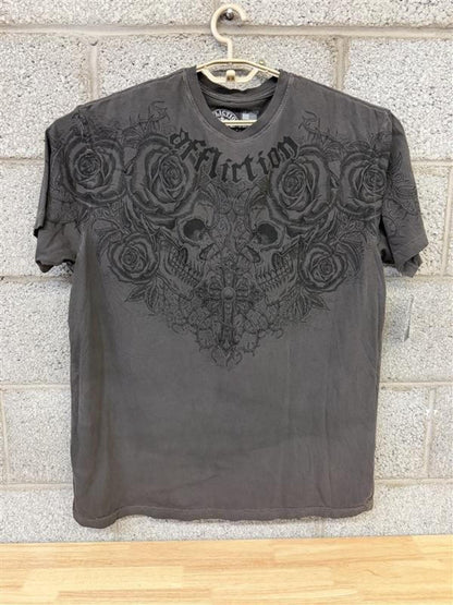 2010s Affliction Skull Rose Tee XL Biker Grunge Streetwear