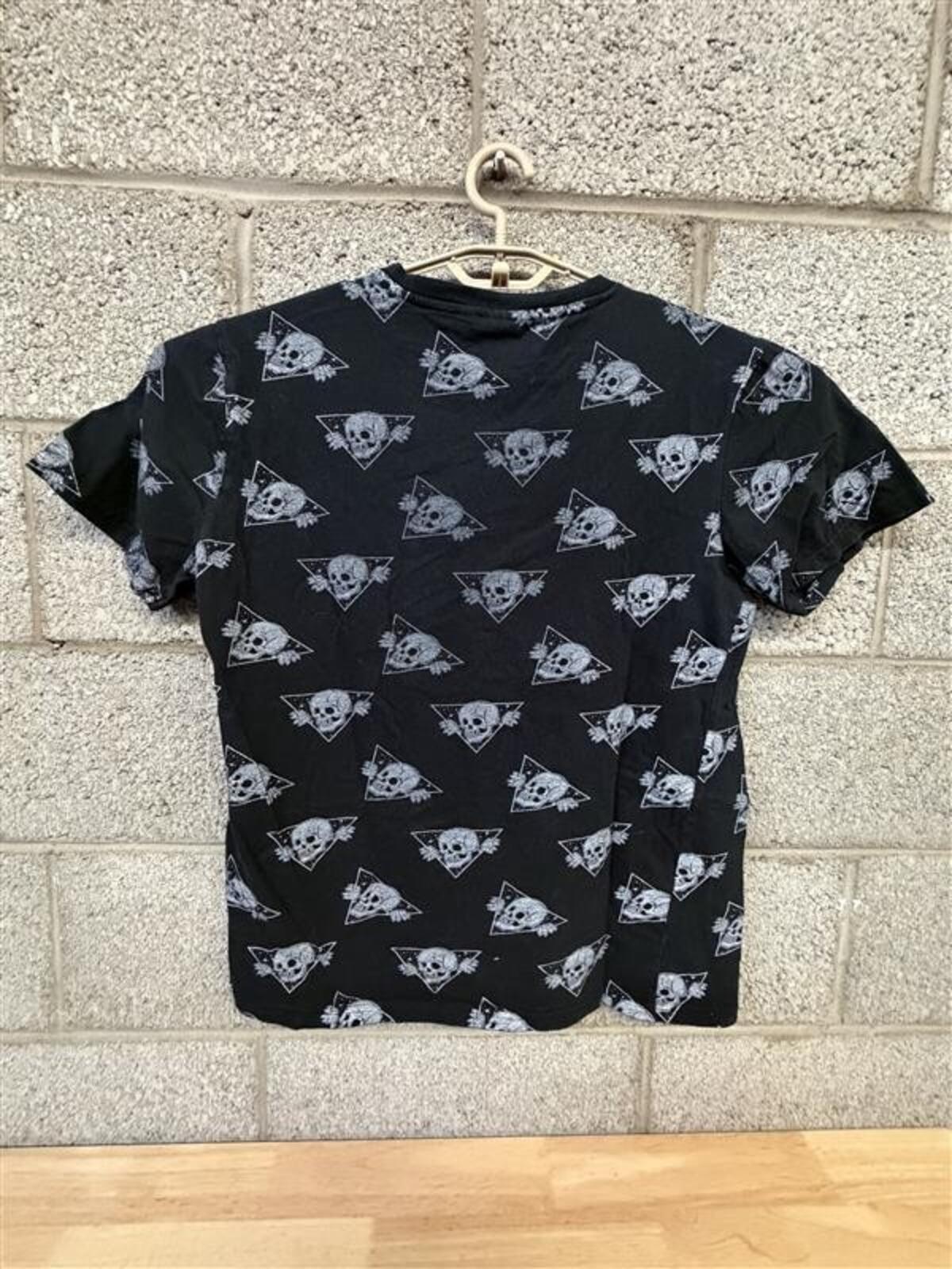 WXYZ Skull Print T-Shirt Size L 2010s Black All Over Graphic