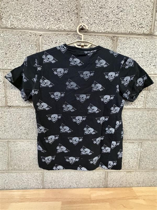 WXYZ Skull Print T-Shirt Size L 2010s Black All Over Graphic
