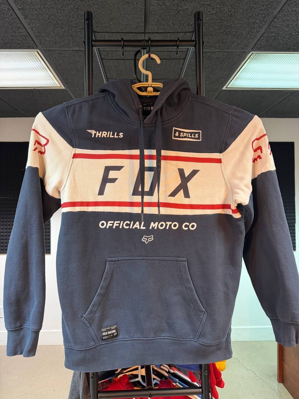 Distressed Fox Racing Official Moto Co Hoodie Bleach Spots