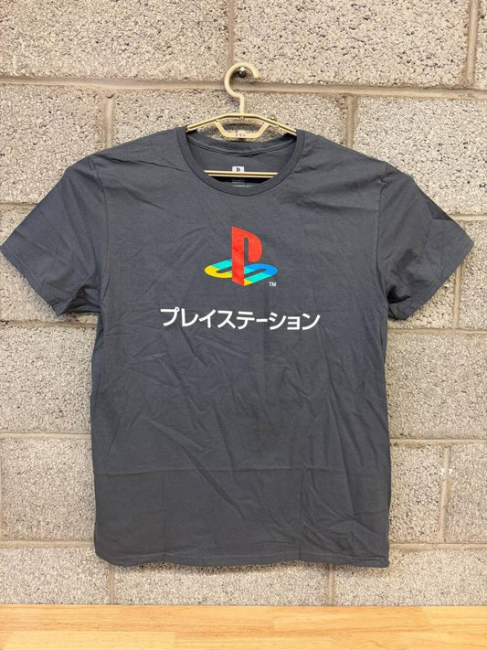 PlayStation Japanese Distressed Graphic T-Shirt Mens Large