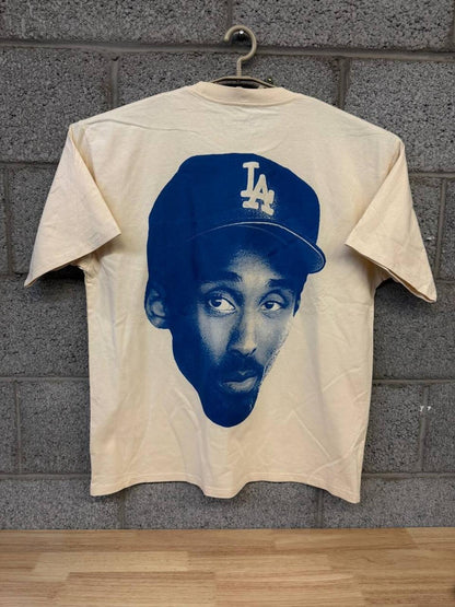 Y2K Kobe Bryant #8 LA Dodgers T-Shirt Cream Lakers Size L