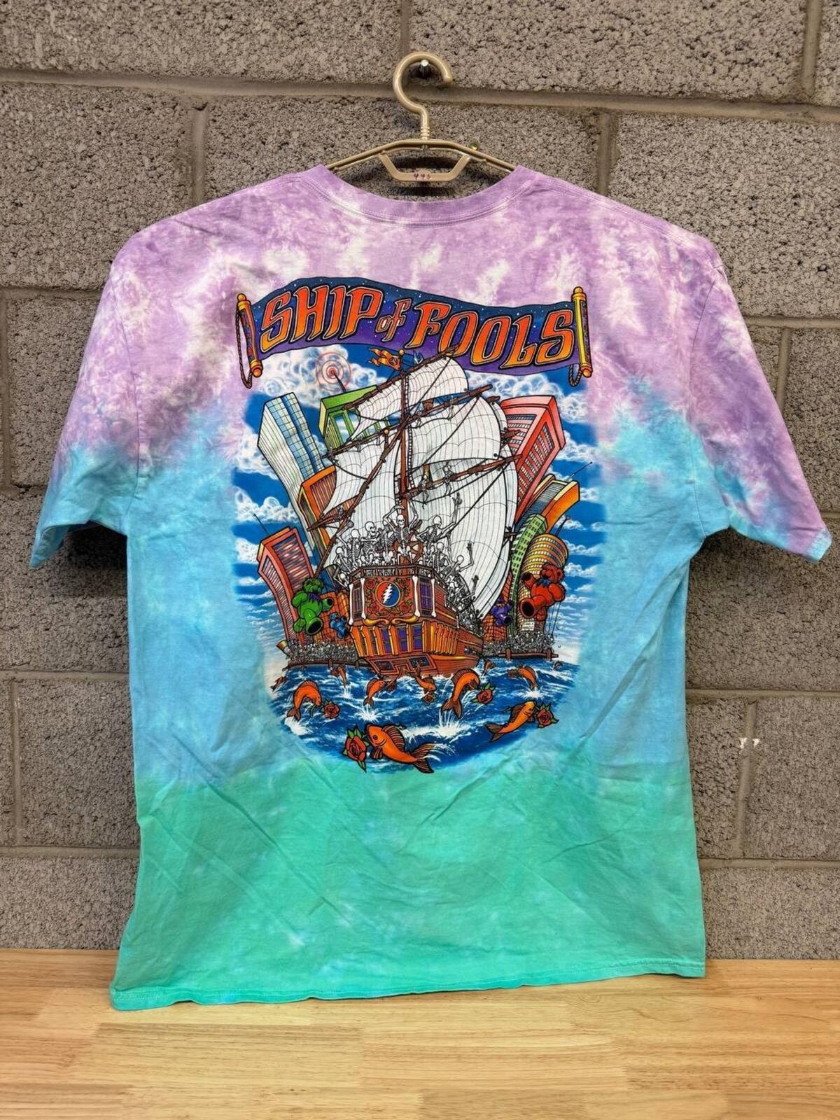 Vintage Grateful Dead Ship Of Fools Liquid Blue 2XL Signed