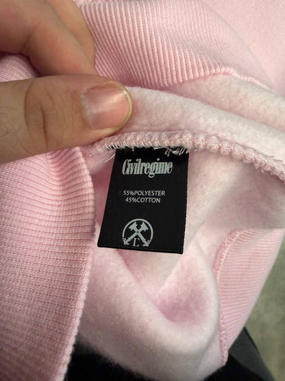 Civil Regime Pink Full Zip Hoodie Streetwear Graphic XXL