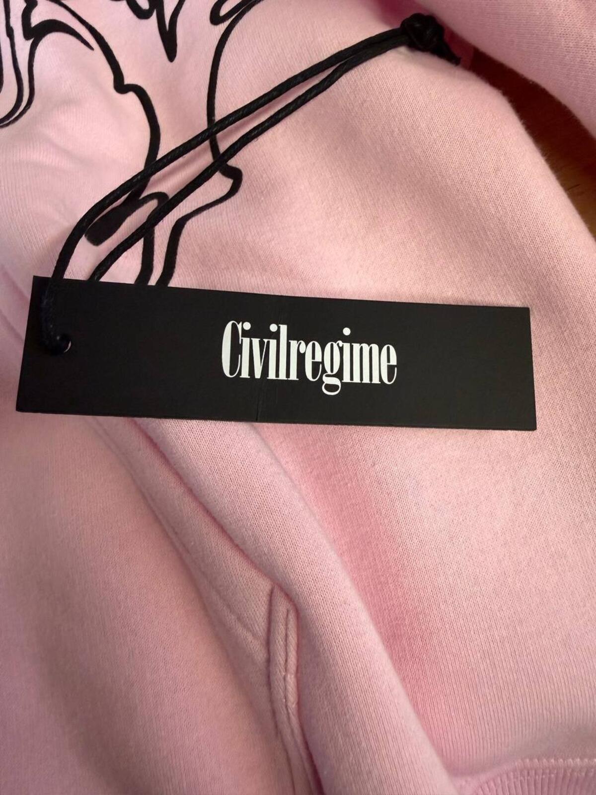 Civil Regime Pink Full Zip Hoodie Streetwear Graphic XXL