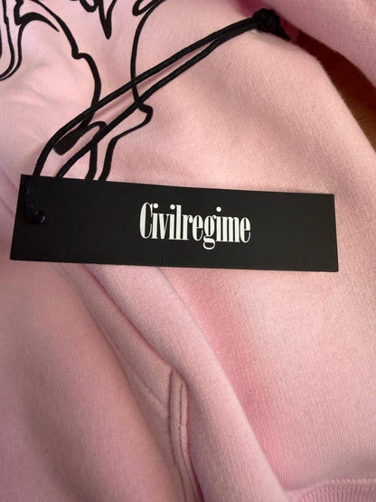 Civil Regime Pink Full Zip Hoodie Streetwear Graphic XXL