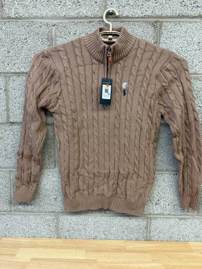 Polo Ralph Lauren Cable Knit Quarter Zip Sweater XXL Brown