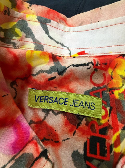 2020 Versace Jeans Marble Print Button Up Shirt Medium
