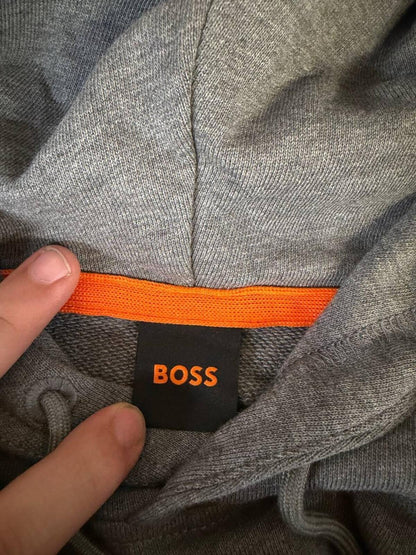 BOSS Hoodie XXL Gray Minimal Luxury Pullover Sweatshirt