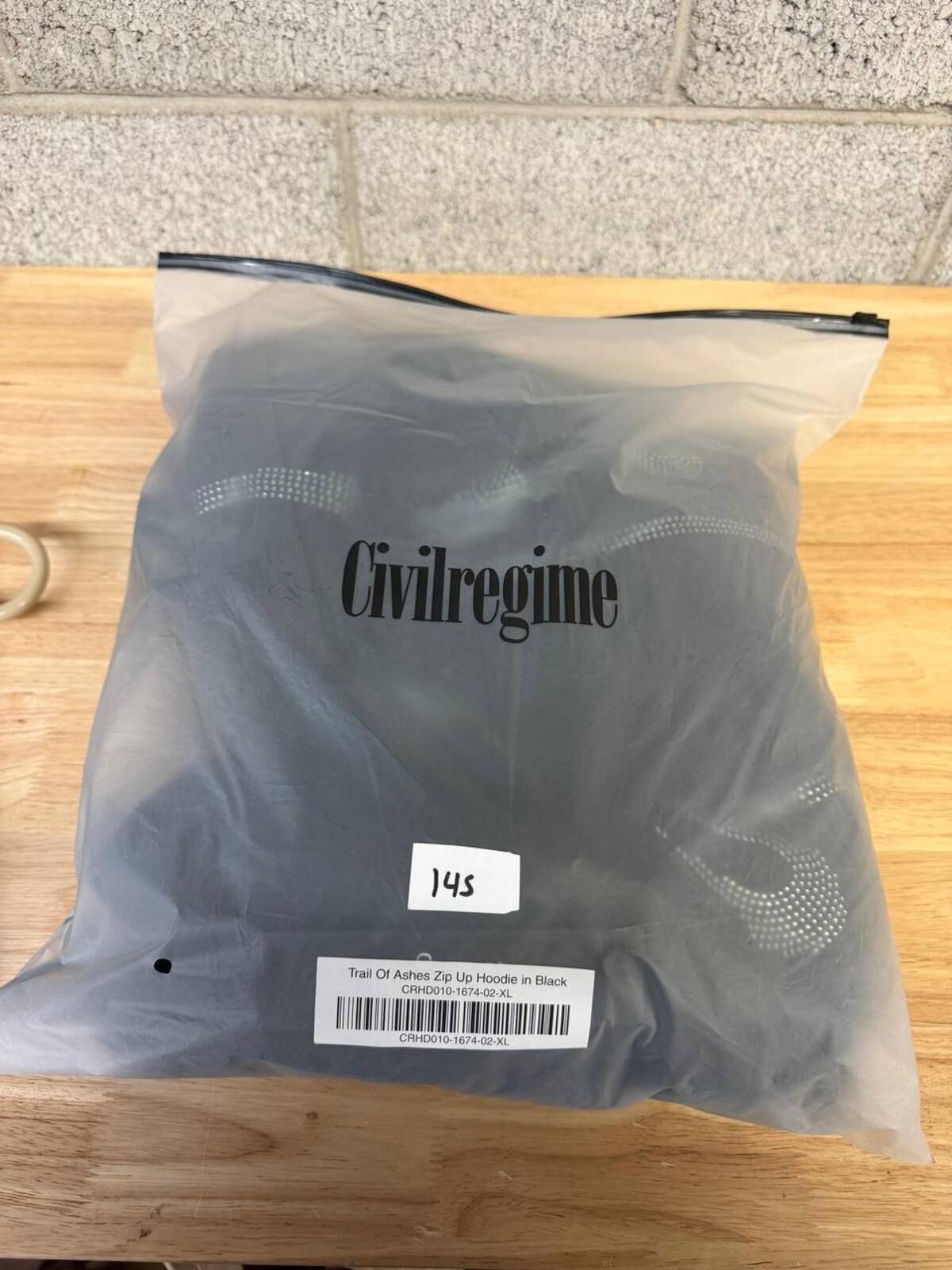 Civil Regime Rhinestone Flame Zip Hoodie XL Black Streetwear