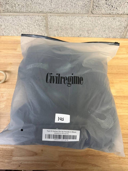Civil Regime Rhinestone Flame Zip Hoodie XL Black Streetwear
