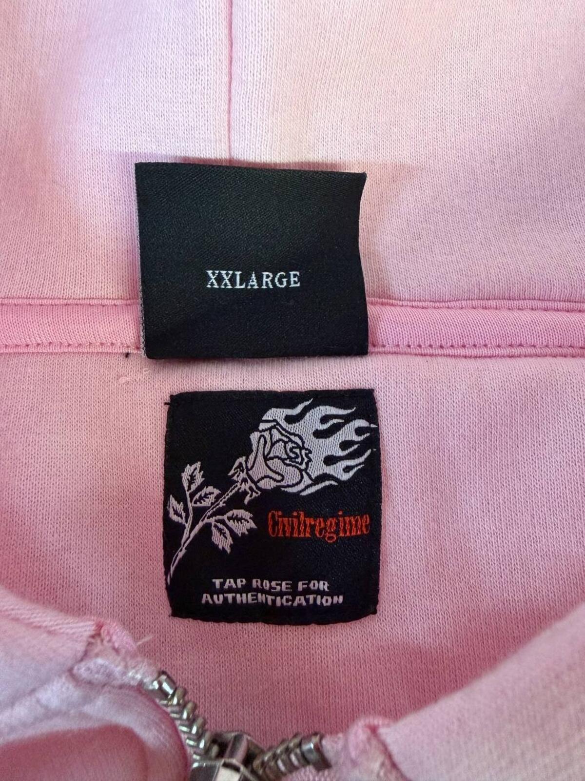 Civil Regime Pink Full Zip Hoodie Streetwear Graphic XXL