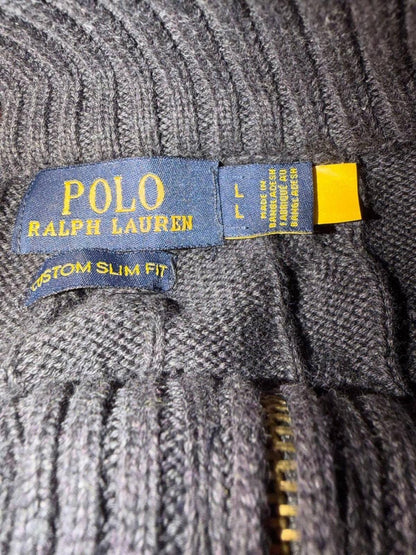 Polo Ralph Lauren Cable Knit Quarter Zip Sweater L charcoal