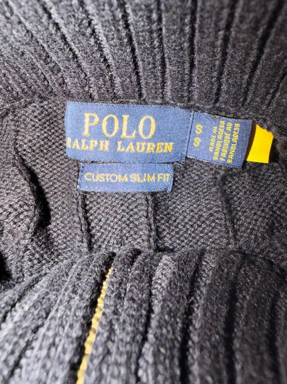 Y2k Polo Ralph Lauren cable knit quarter zip sweater black S