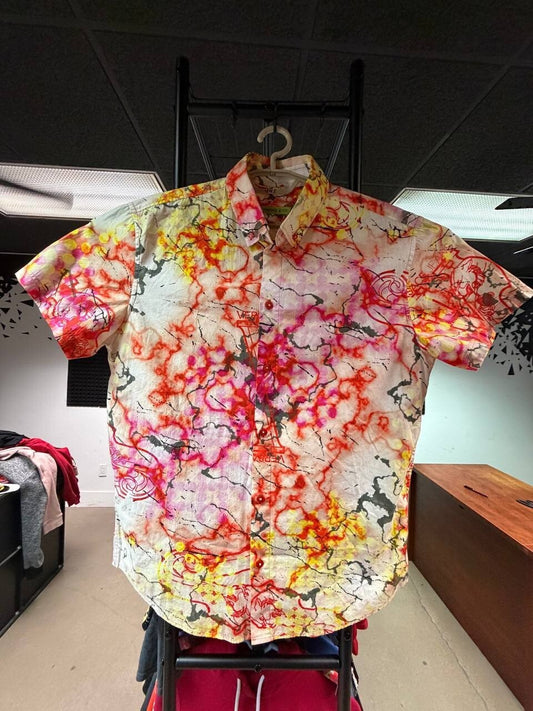 2020 Versace Jeans Marble Print Button Up Shirt Medium