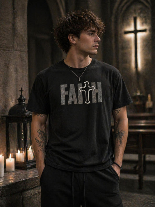 FAITH Cross Graphic Tee – Men’s 3XL | Black Christian Street