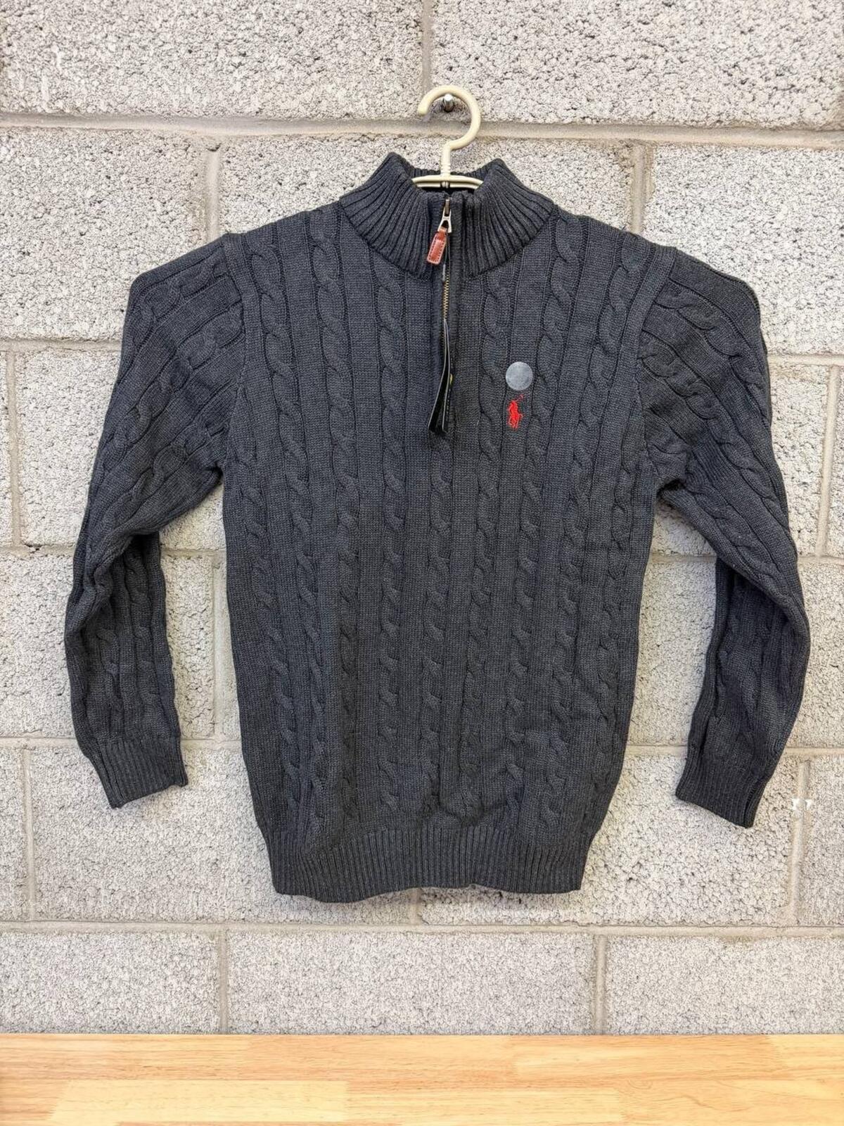 Polo Ralph Lauren Cable Knit Quarter Zip Sweater NWT Gray