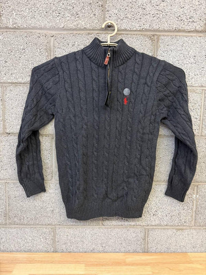 Polo Ralph Lauren Cable Knit Quarter Zip Sweater NWT Gray