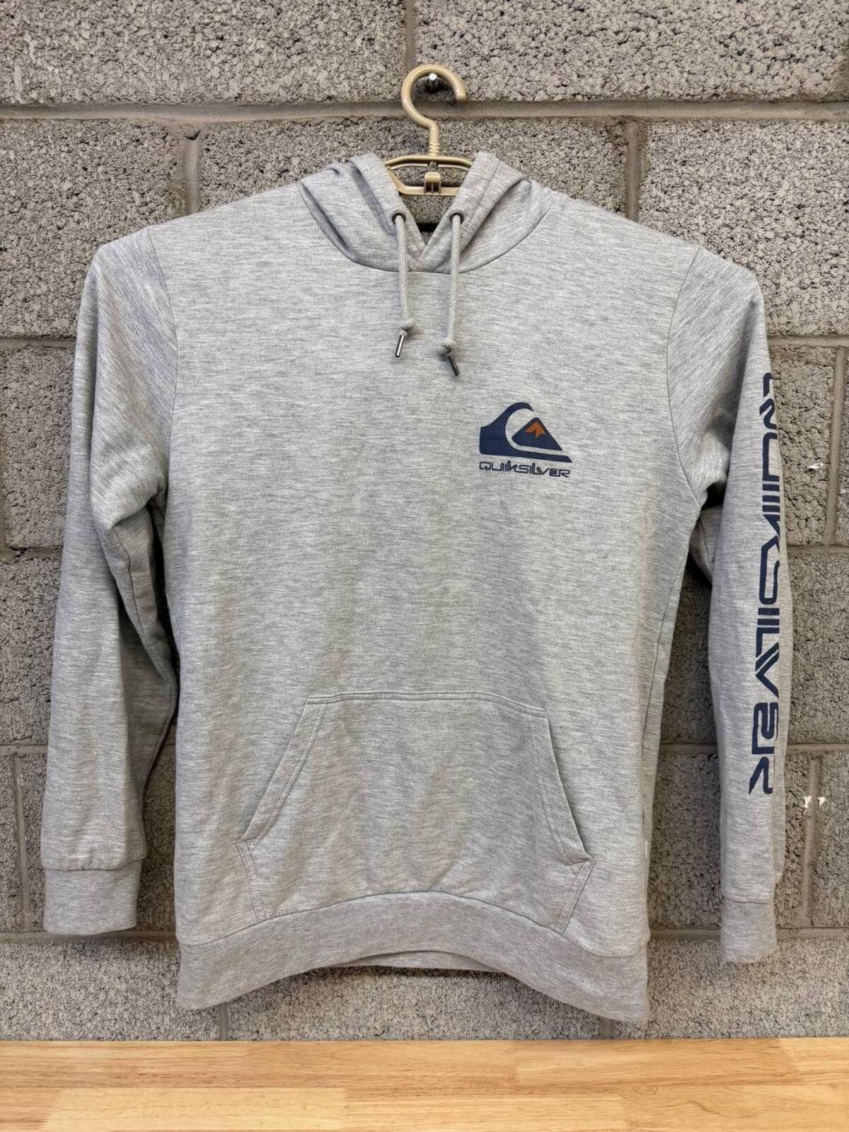 Y2K Quiksilver Gray Surf Hoodie Pullover Medium 2000s