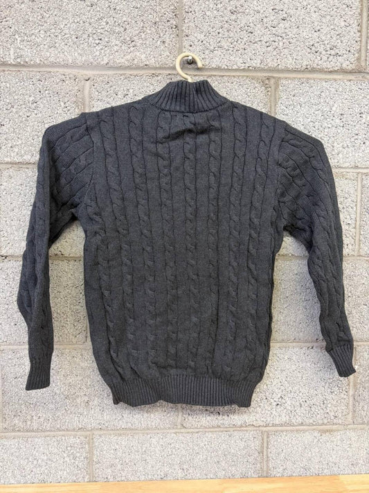 Polo Ralph Lauren Cable Knit Quarter Zip Sweater L charcoal