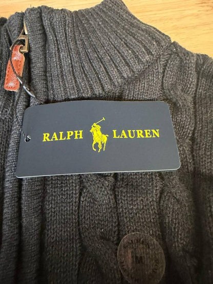 Polo Ralph Lauren Cable Knit Quarter Zip Sweater NWT Gray