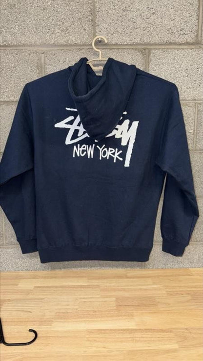 Stüssy NY Hoodie XL Navy Pullover Streetwear Sweatshirt