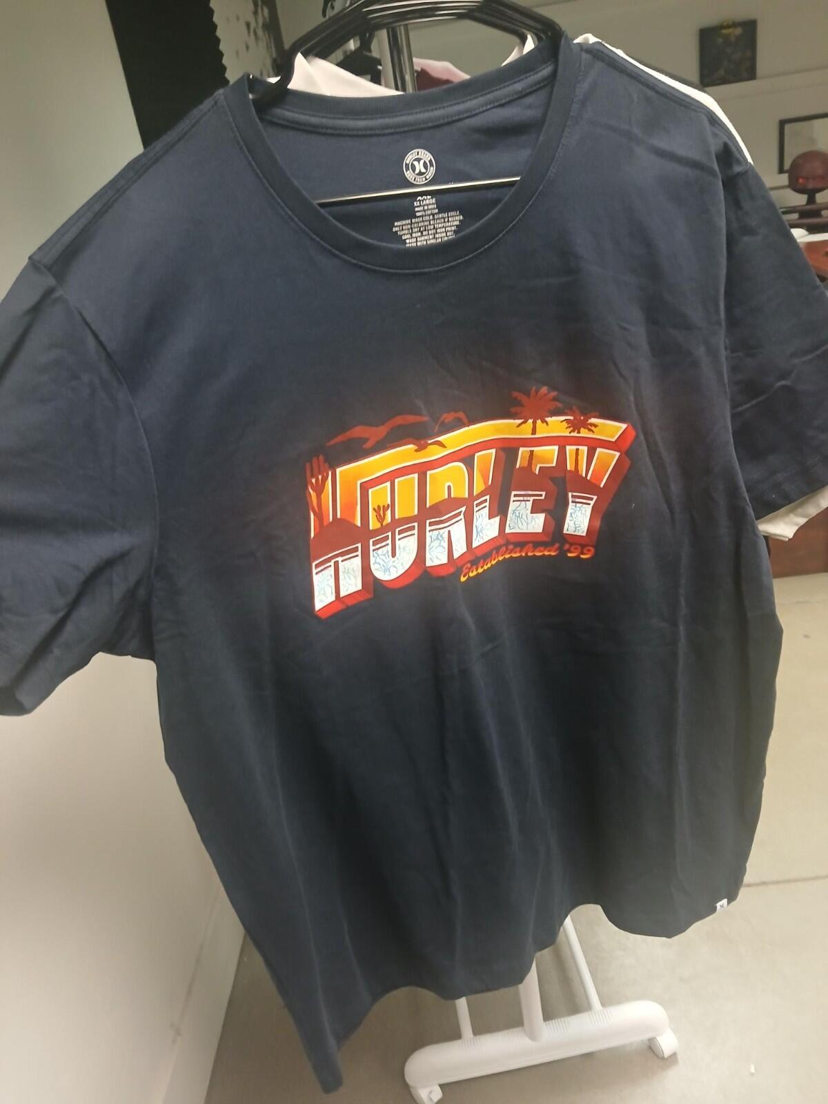 Hurley 100% Cotton XXL 2XL Mens Blue Surf Tshirt New w/ Tags