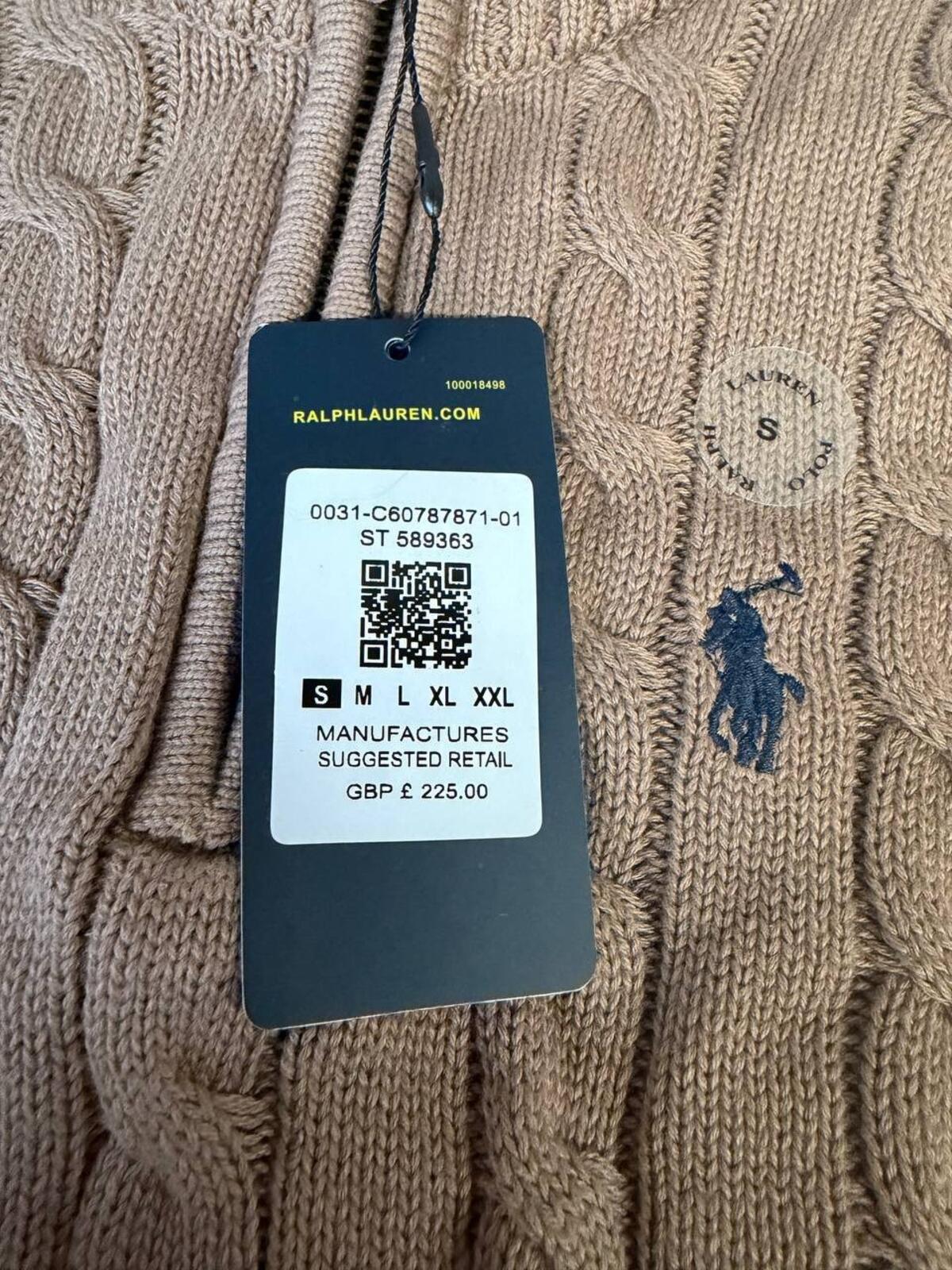 Polo Ralph Lauren Cable Knit Quarter Zip Sweater NWT Small