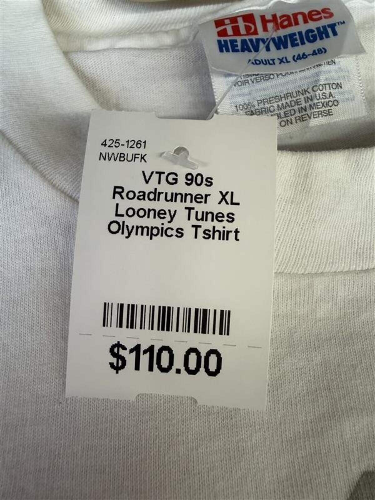 Vintage 1996 USA Olympics Wile E. Coyote Looney Tunes Tee XL