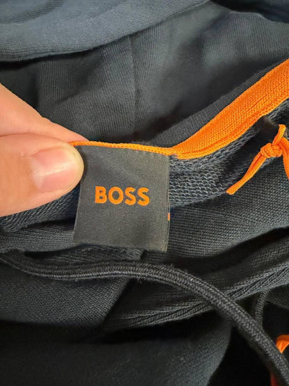 BOSS Hoodie XL Navy Blue Pullover Designer Luxury Streetwear