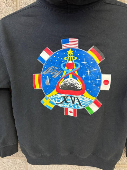 NASA Chemistry Hoodie Black Sweatshirt Large Y2K