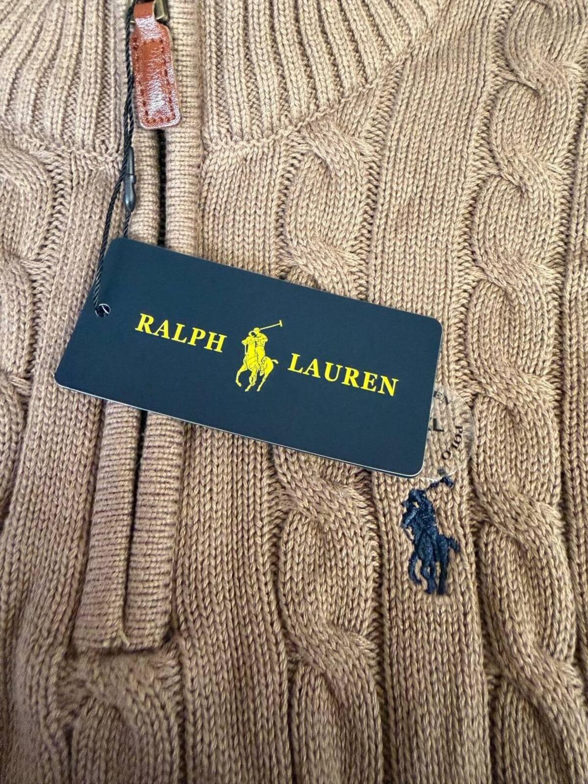 Polo Ralph Lauren Cable Knit Quarter Zip Sweater XXL Brown